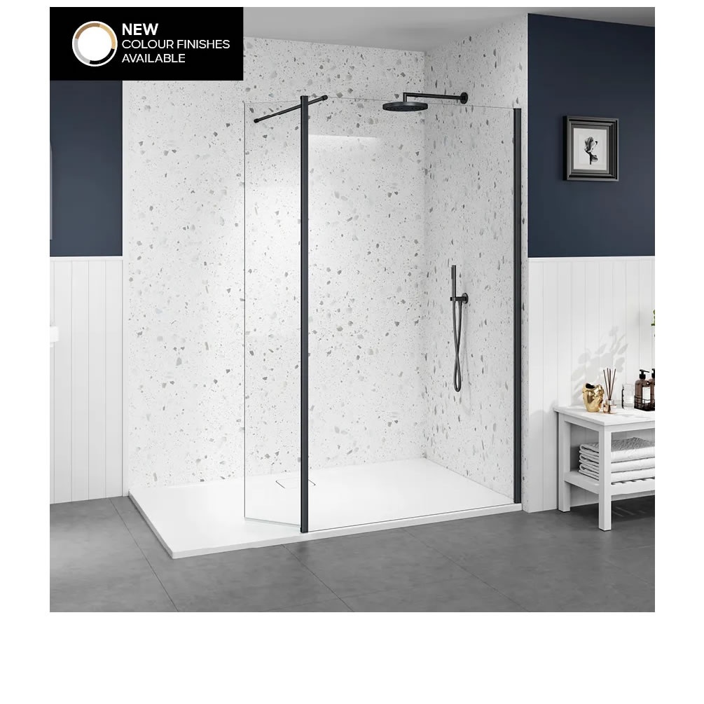 Lifestyle image of Merlyn Brushed Gunmetal Grey 1400mm Wetroom Screen